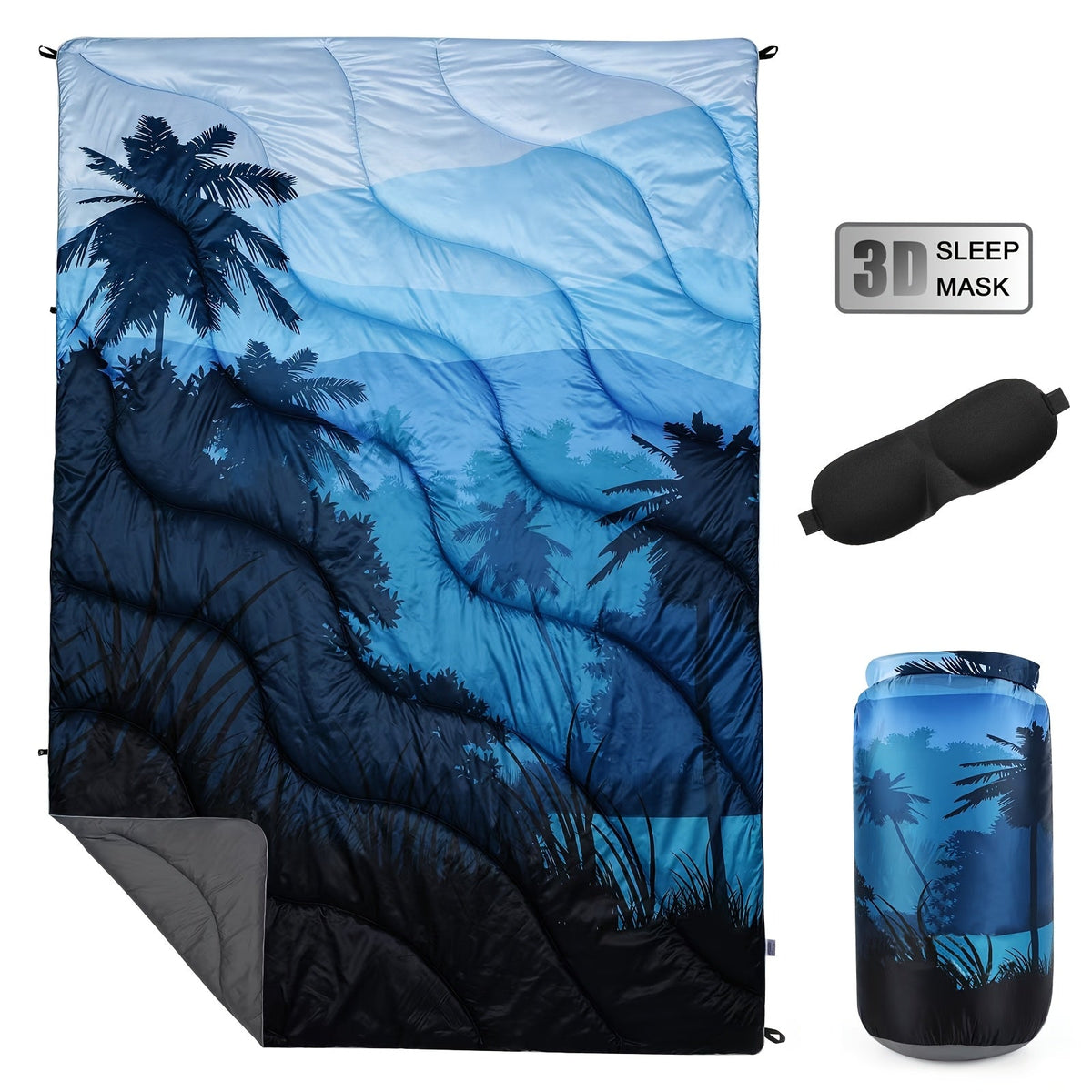 Couverture de camping matelassée pour extérieur 140x200 cm, légère, alternative au duvet, ultra chaude, couette de hamac – Couverture de camping imprimée pour les voyages, pique-niques, fêtes sur la plage et temps froid | 140x200 cm