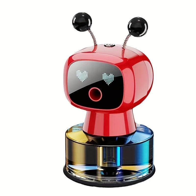 Désodorisant pour voiture robot intelligent, rechargeable par USB, pulvérisation automatique, écran d'expression IA, diffuseur de parfum automatique réglable sur 4 niveaux, décoration de voiture, cadeau