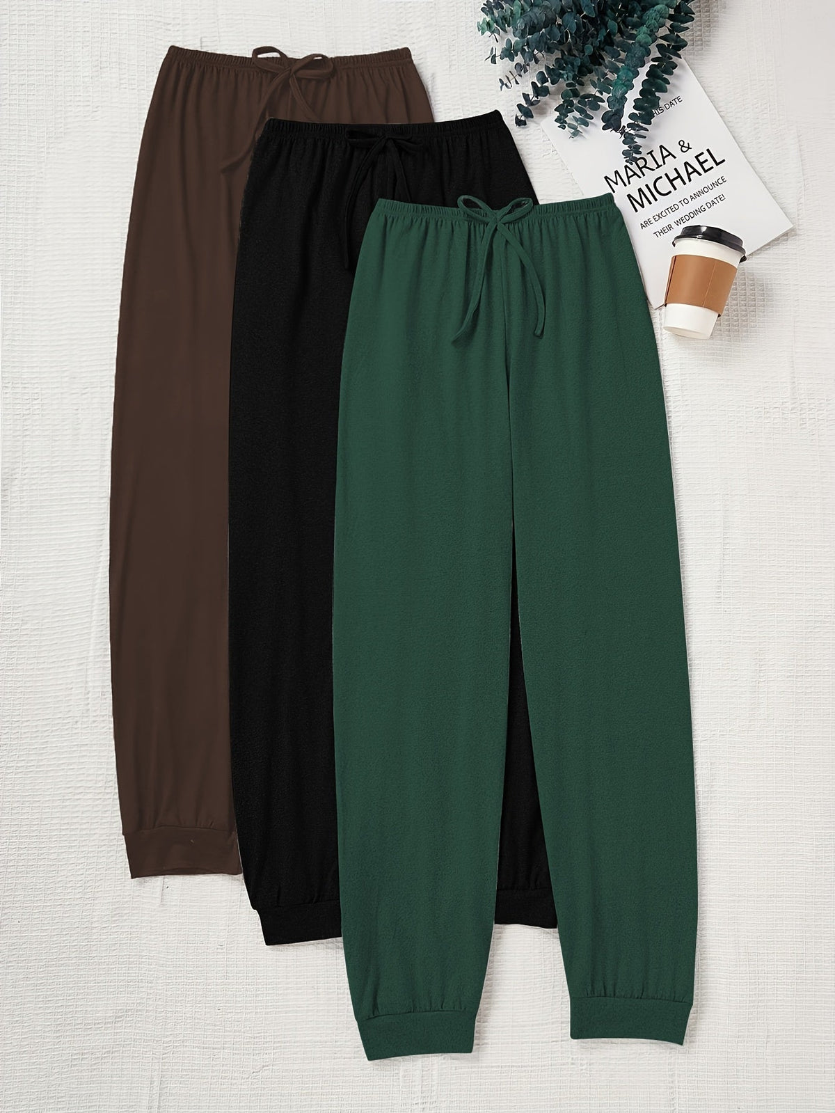 Pantalon décontracté à cordon pour femme, coupe ample, taille élastique, couleur unie, pantalon de détente pour la maison, automne, tricot confortable, polyester, XS S M L XL XXL