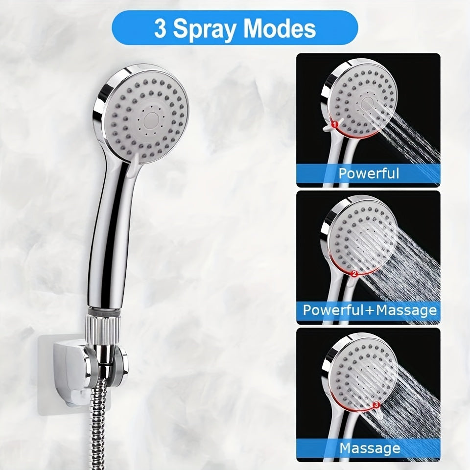 Combiné douche de tête haute pression et douchette à main, bras d'extension de 11 pouces, 9 réglages, anti-fuite, hauteur réglable, chrome noir mat