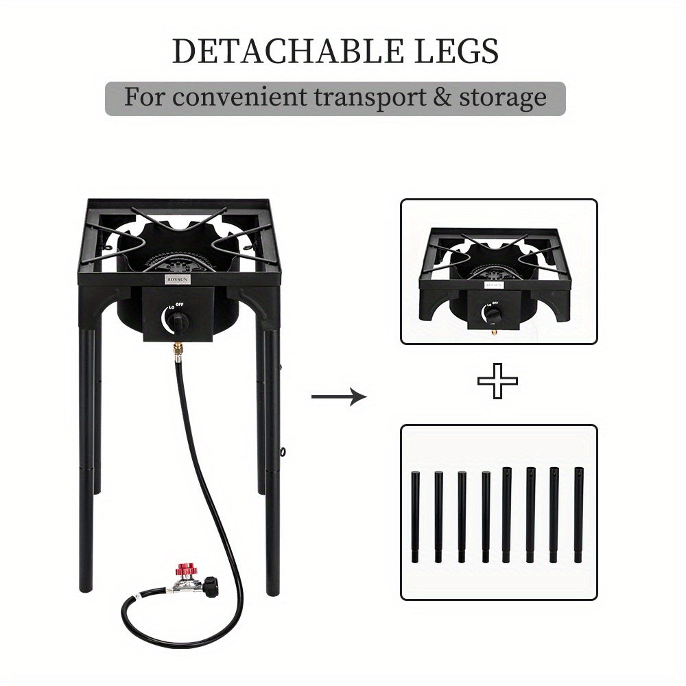 Réchaud à propane haute pression 100 000 - 225 000 BTU - Réchaud de camping extérieur robuste en fonte avec pieds détachables, régulateur certifié CSA, 1 ou 3 brûleurs pour le camping, les fêtes d'avant-match et le brassage