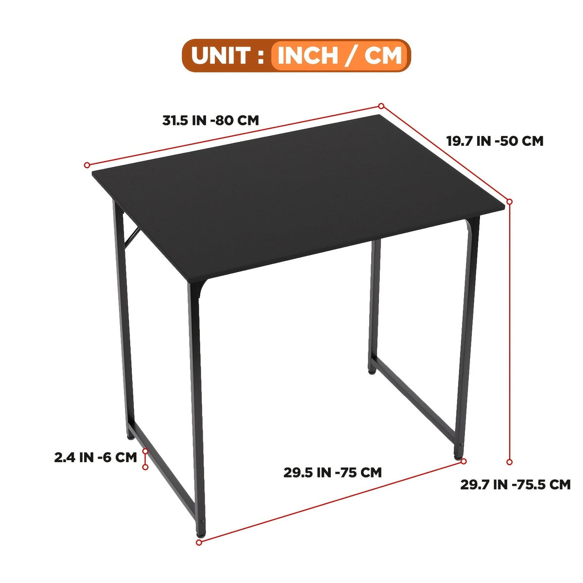 Bureau d'ordinateur 32/39/47 pouces – Bureau moderne pour écriture et gaming avec cadre en métal robuste, poste de travail pour bureau à domicile, PC, ordinateur portable et moniteur, 3 tailles disponibles
