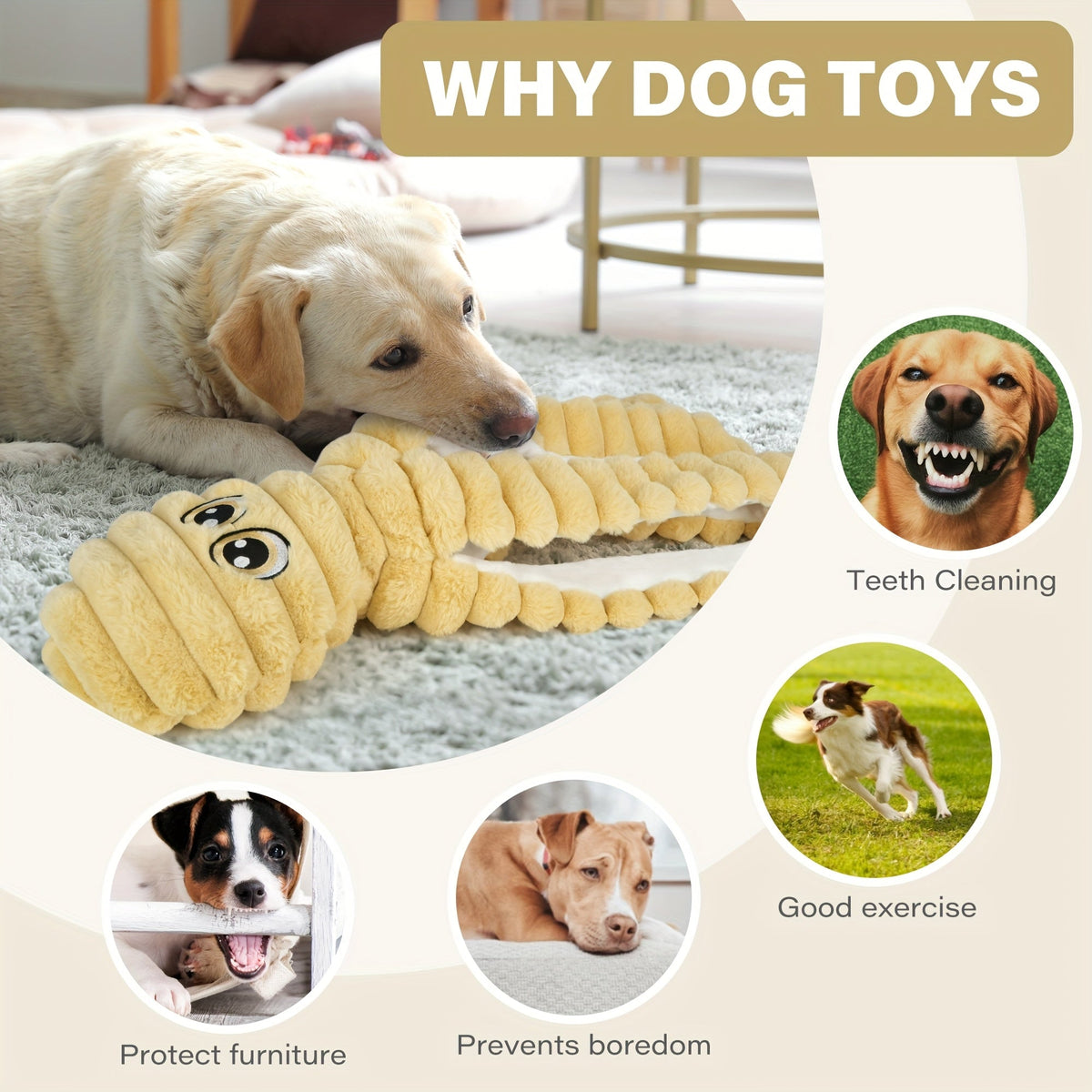Jouet pour chien en peluche poulpe couineur – Jouet interactif à mâcher pour chiots et chiens, jouet animal doux pour le nettoyage des dents, idéal pour les races de petite, moyenne et grande taille, cadeau mignon, 5 couleurs