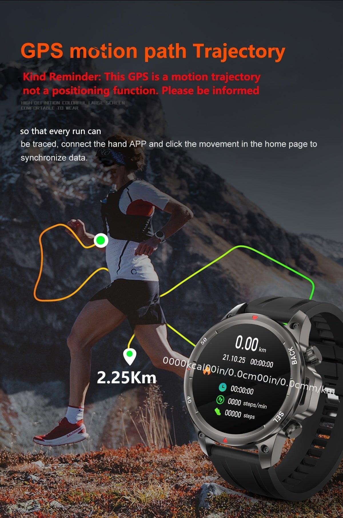 Montre connectée GPS pour homme – Écran HD 360×360, commande vocale IA, appels sans fil, NFC, boussole, éclairage LED, suivi de trajectoire, tracker de fitness pour sports de plein air, cadeau pour la fête des Pères