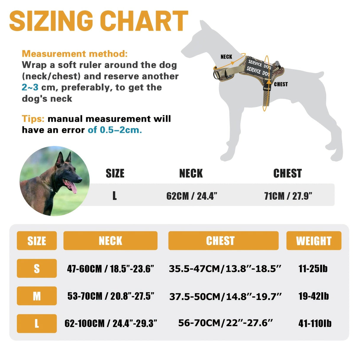 Harnais tactique MOLLE pour chien – Gilet réfléchissant réglable anti-traction pour animal de compagnie avec poignée de contrôle, harnais de dressage pour chien d'assistance, pour une promenade facile sans tirer ni s'étouffer