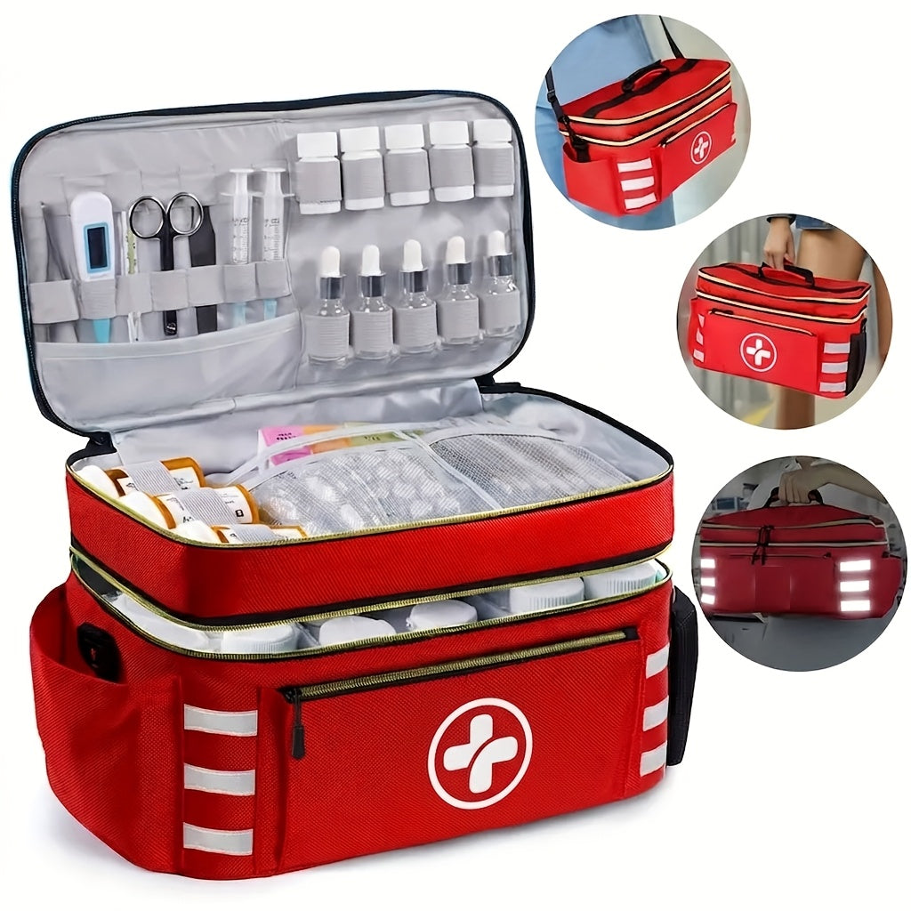 Sac de rangement pour médicaments, trousse de premiers secours – Boîte organisatrice de médicaments pour la maison avec panier de rangement, sac de secours pour la maison et les voyages, cadeau idéal pour les fêtes