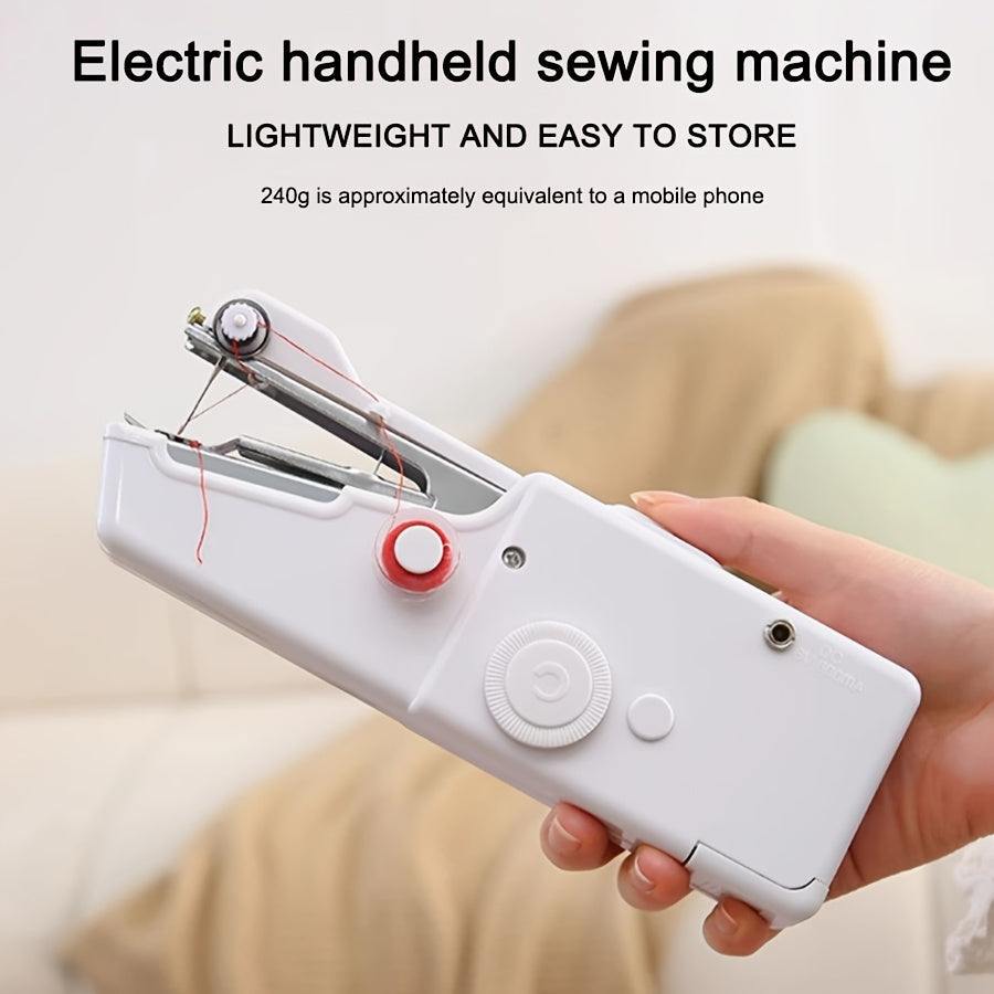 Mini machine à coudre portable sans fil avec kit d'accessoires – Outil de couture manuel léger pour débutants, réparations rapides de tissus, ourlets et travaux manuels, en blanc ou noir