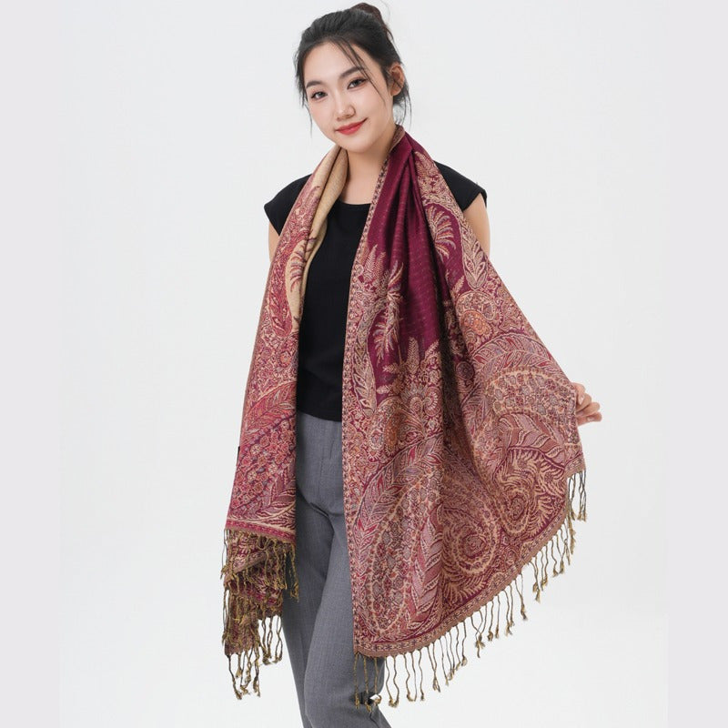 Écharpe pashmina à motif cachemire « queue de phénix » – Châle enveloppant épais et chaud pour femme, tissu doux et luxueux disponible en 17 couleurs éclatantes, polyvalent pour les événements formels, le quotidien et les cadeaux
