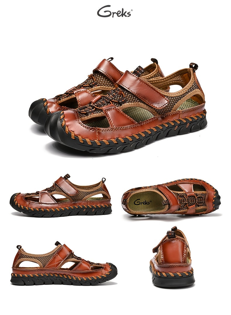 Sandales de pêcheur fermées pour hommes – Chaussures d'eau respirantes faites à la main, sandales de randonnée et de plage antidérapantes et anti-collision pour l'été | Velora