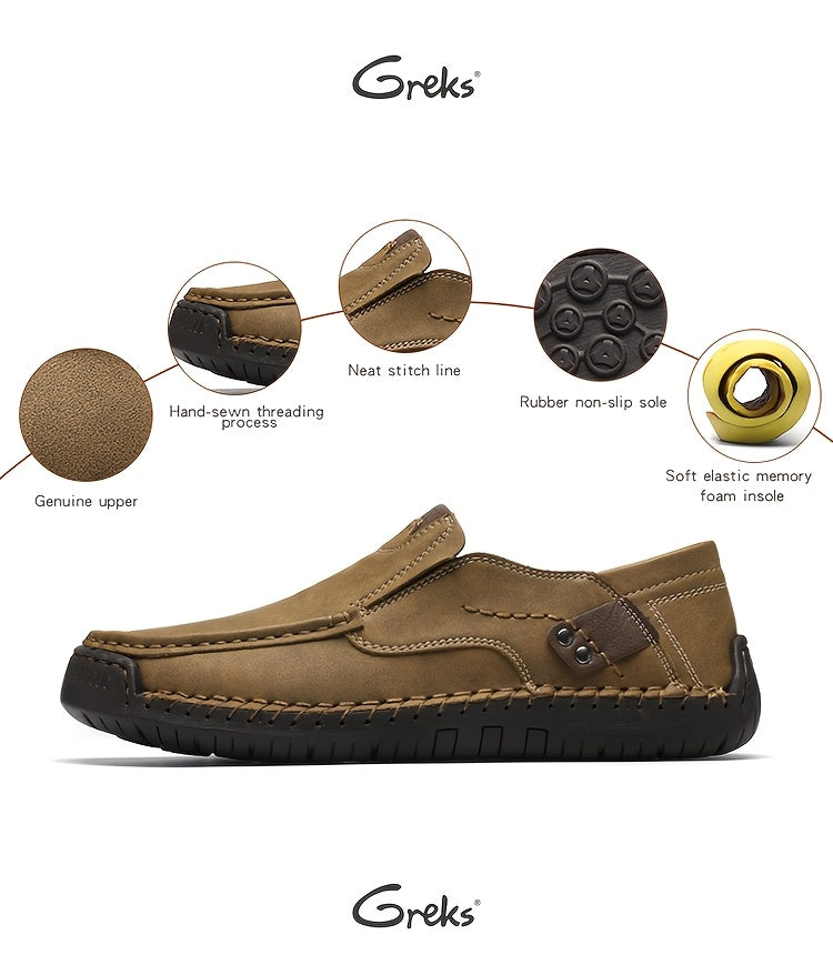 Mocassins de conduite cousus main pour homme, chaussures à enfiler légères et respirantes – Mocassins décontractés style bateau pour le travail, les voyages, la marche et l'extérieur, tailles US 4–12,5