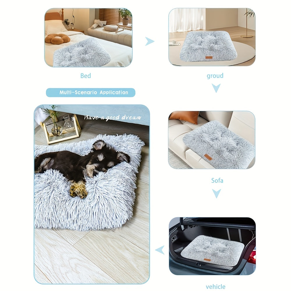 Très grand lit pour chien et tapis pour chat – Coussin pour animal de compagnie en fibre de polyester épais et chaud avec housse amovible et lavable, mobilier confortable et apaisant pour toutes les races de chiens et chats, couchage durable