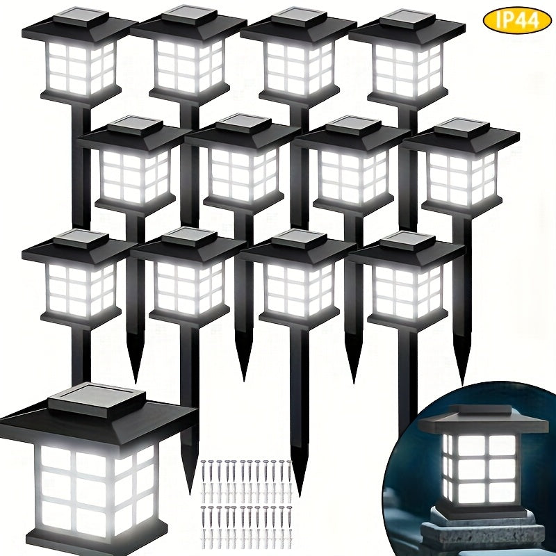 Lot de 6/12/24 lampes solaires d'extérieur pour jardin, étanches IP44 | Éclairage paysager LED blanc chaud/multicolore pour allée, cour, terrasse et décoration de fête – Marche/arrêt automatique