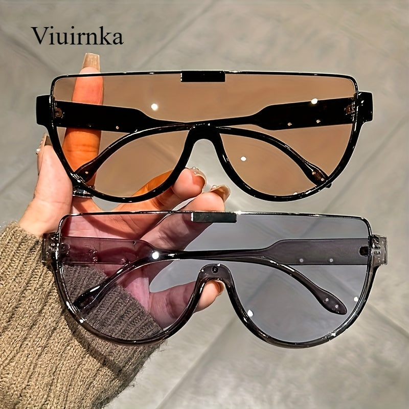 Lunettes de soleil semi-circulaires surdimensionnées pour hommes et femmes – Protection UV, verres anti-reflets, 5 couleurs – Lunettes unisexes tendance pour les voyages, la plage et le quotidien