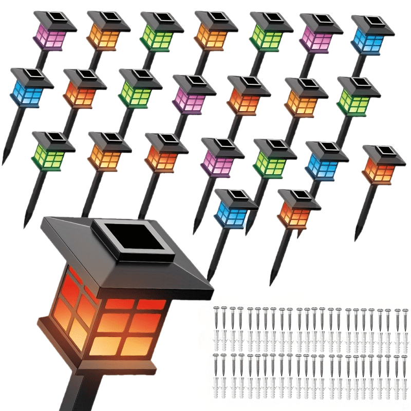 Lot de 6/12/24 lampes solaires d'extérieur pour jardin, étanches IP44 | Éclairage paysager LED blanc chaud/multicolore pour allée, cour, terrasse et décoration de fête – Marche/arrêt automatique