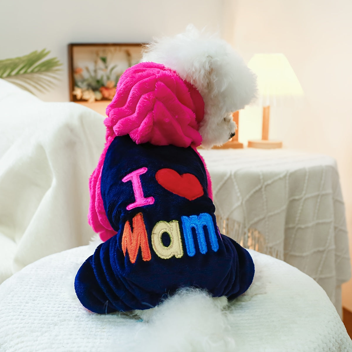 Sweat à capuche « I Love Mommy » pour chien, costume d'hiver chaud pour petits chiens et chats, adorable sweat-shirt à quatre pattes pour l'automne et l'hiver, vêtement transformable pour chien, du XXS au L