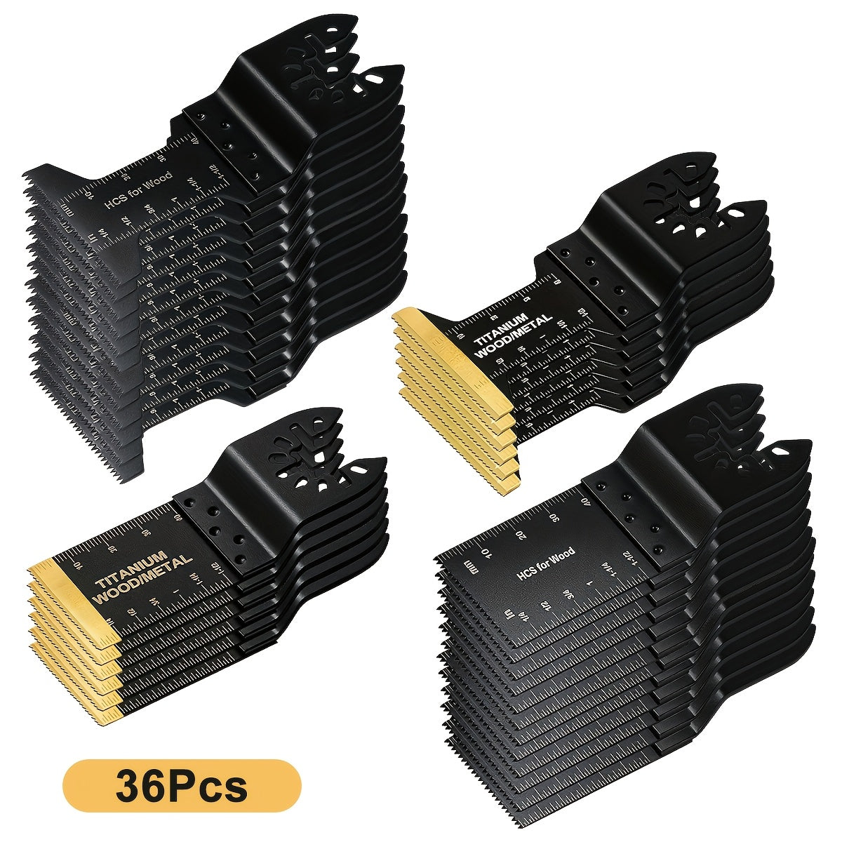 Lot de lames de scie oscillantes en titane à dégagement rapide pour outil multifonction – 18/28/36/50 pièces, coupe le métal, le bois et le plastique, compatible avec Dewalt, Makita, Bosch et plus encore