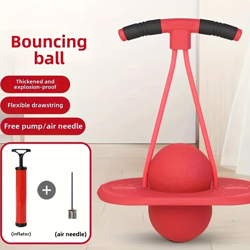 Ballon sauteur avec poignée pour enfants et adultes – Ballon sauteur de fitness anti-éclatement, haute élasticité, pour exercices et loisirs en intérieur et en extérieur, sans pile, idée cadeau idéale