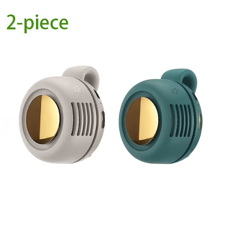 Mini ventilateur de cou sans pales à clipser, rechargeable par USB, 3 vitesses, flux d'air à 360°, ventilateur portable mains libres à suspendre à la taille pour la randonnée, le camping, les voyages, le golf et les activités en plein air