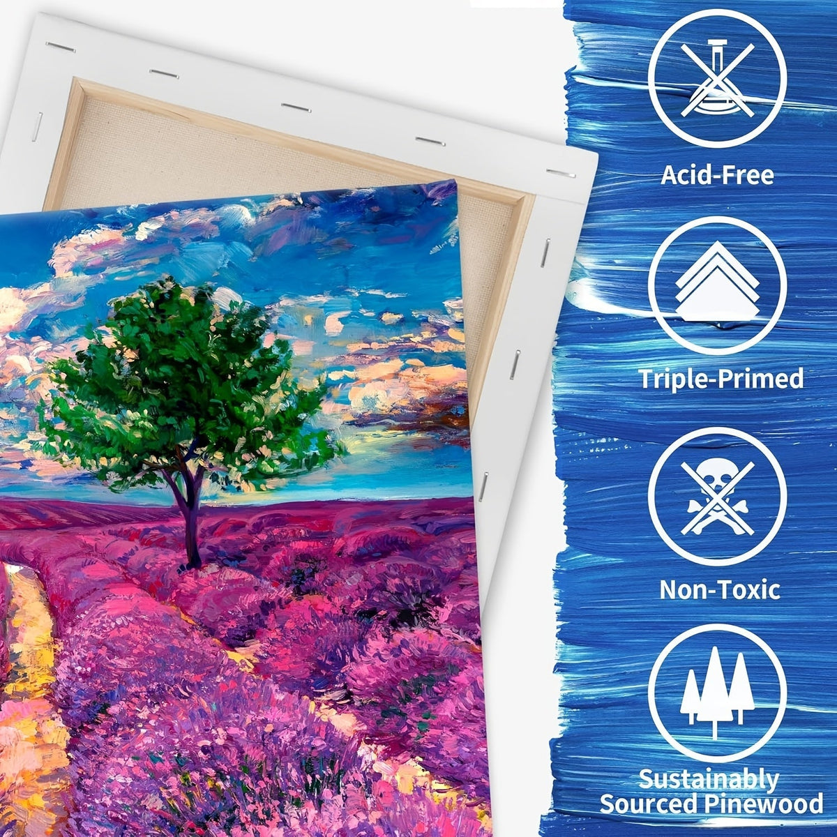 Lot de toiles tendues apprêtées en blanc, 100 % coton – Ensembles ronds, rectangulaires et carrés de 10, 15 et 20 pièces – Châssis entoilés d'artiste pour peinture acrylique, à l'huile, pouring et techniques mixtes