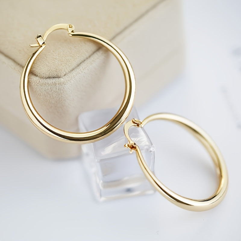 2 paires de boucles d'oreilles créoles rondes en cuivre doré – Finition torsadée et lisse, boucles d'oreilles élégantes pour femmes, bijoux légers pour un usage quotidien, cadeau pour elle pour les fêtes et les vacances