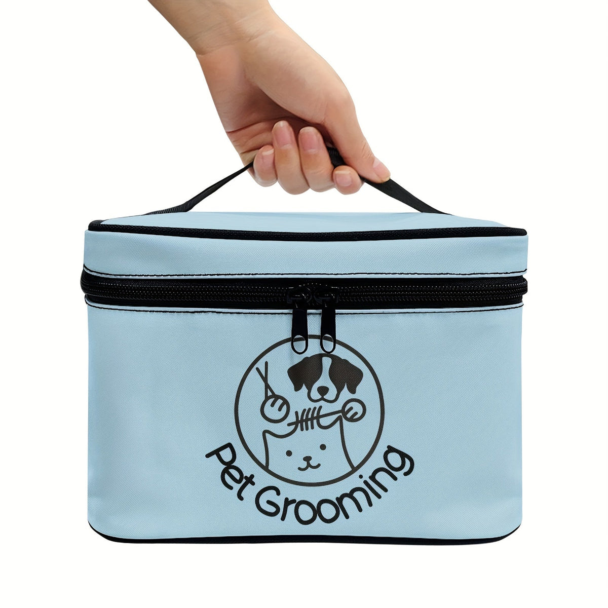 Sac de rangement pour accessoires de toilettage pour chiens et chats – Organisateur portable avec poignée et double fermeture éclair, trousse de toilettage pour animaux de voyage, cadeau idéal pour les amoureux des animaux