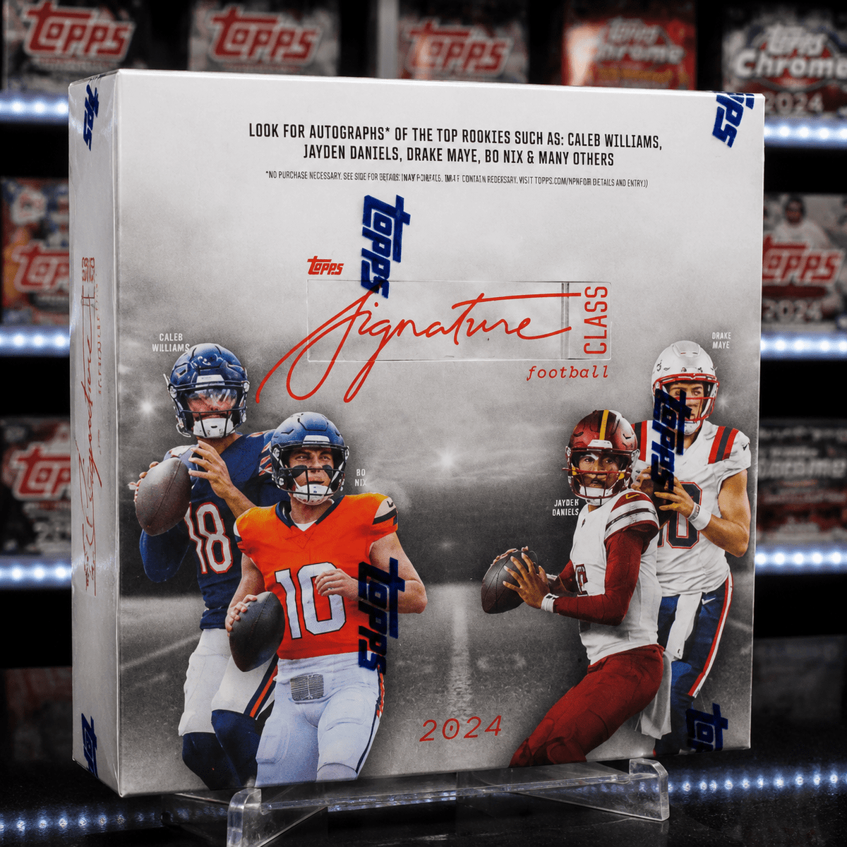 Mega Box de cartes de collection de football américain Topps 2024 – 80 cartes sous scellé d'usine, lot de 10 paquets (8 cartes chacun), cartes spéciales incluses – Parfait pour les collectionneurs, les « card breaks » et les échanges