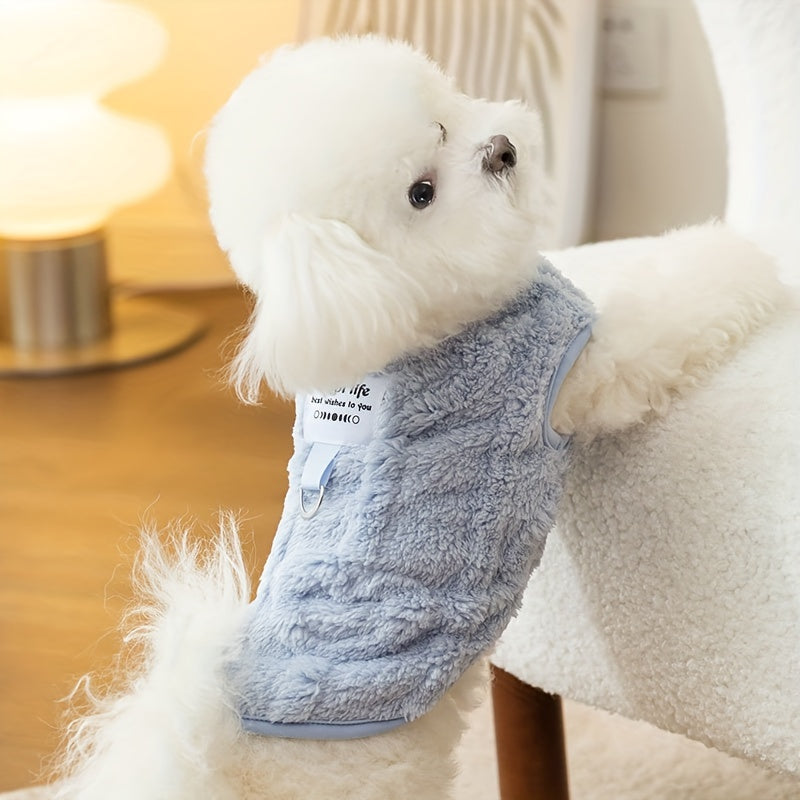 Gilet en polaire pour chien, automne-hiver, couleur unie, pull facile à enfiler à deux pattes, vêtement chaud pour petits et moyens chiens et chats, tenue pour temps froid