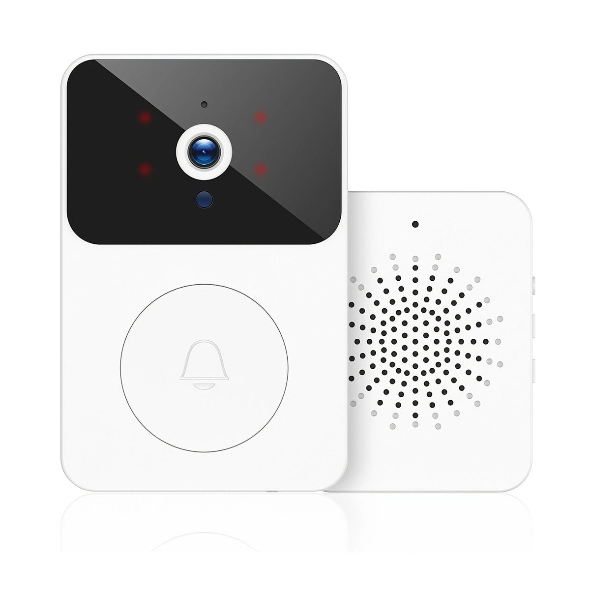 Sonnette vidéo sans fil avec caméra HD, vision nocturne, alertes de mouvement et audio bidirectionnel – Sonnette WiFi intelligente, visualisation mobile à distance, changeur de voix, batterie rechargeable, 2,4 GHz, sécurité domestique
