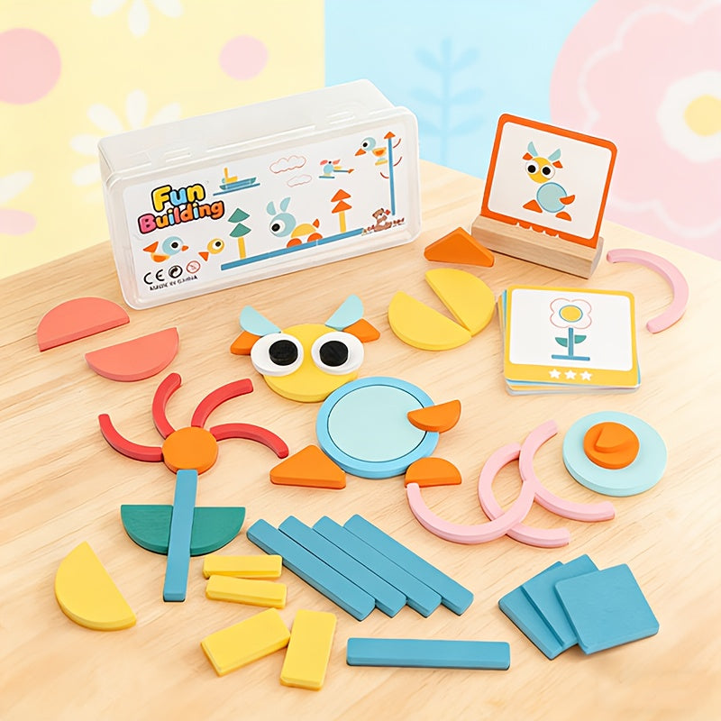 Puzzle de formes géométriques en bois pour tout-petits - Jouet éducatif de tri et d'empilage pour le développement cognitif avec boîte de rangement, cadeau d'apprentissage Montessori pour garçons et filles de 1 à 4 ans, anniversaire, Noël