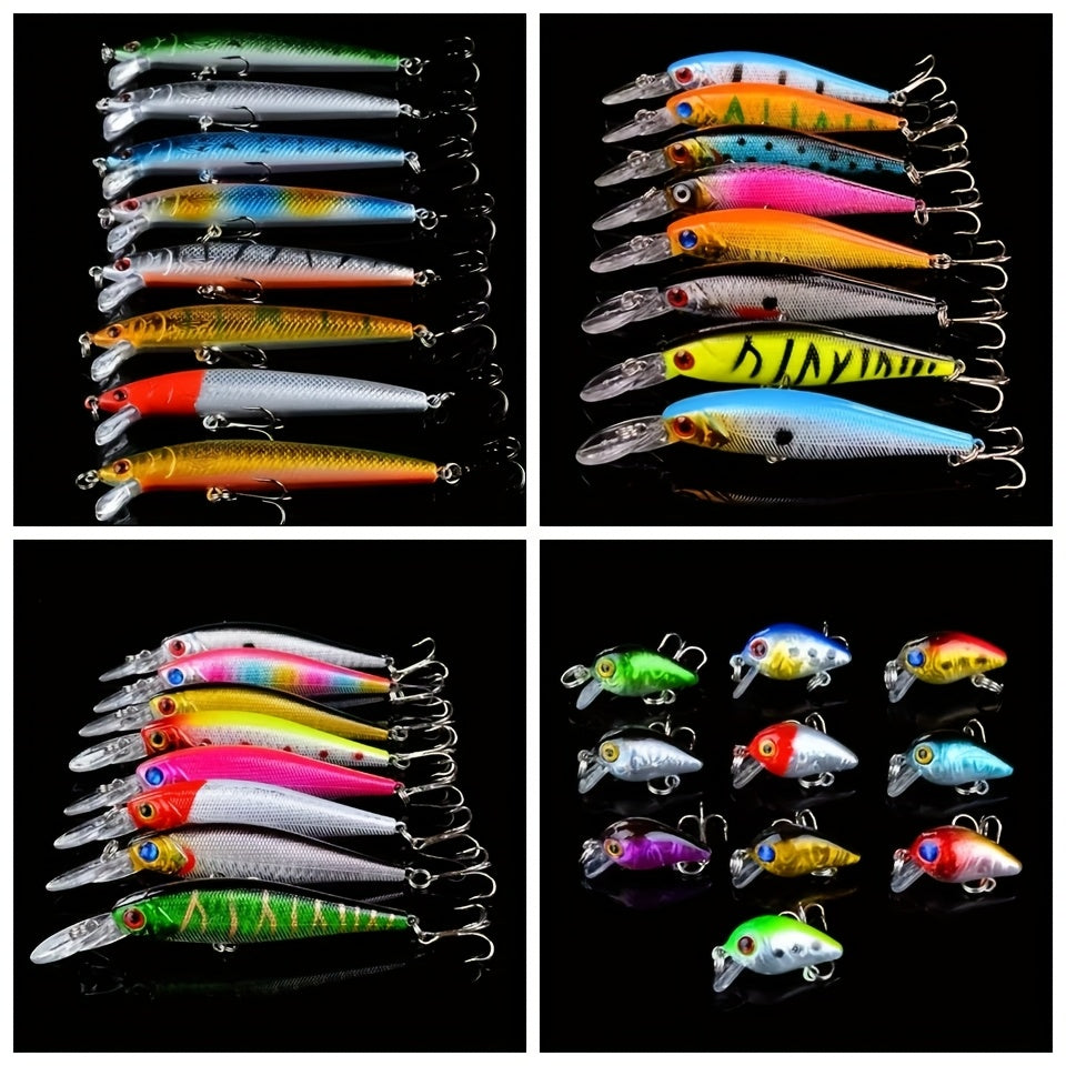 Lot de 5 leurres de pêche – Minnow bionique dur, nage réaliste, eau douce et eau de mer, leurres artificiels aux couleurs aléatoires