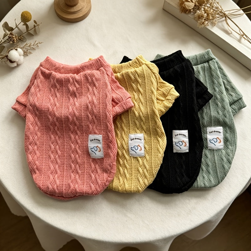 Ensemble de 4 pulls pour chiens et chats - Pulls en tricot chauds automne-hiver XS-XL, lot de vêtements pour chiots et chatons aux couleurs assorties, tenue pour petits chiens, cadeau de fêtes