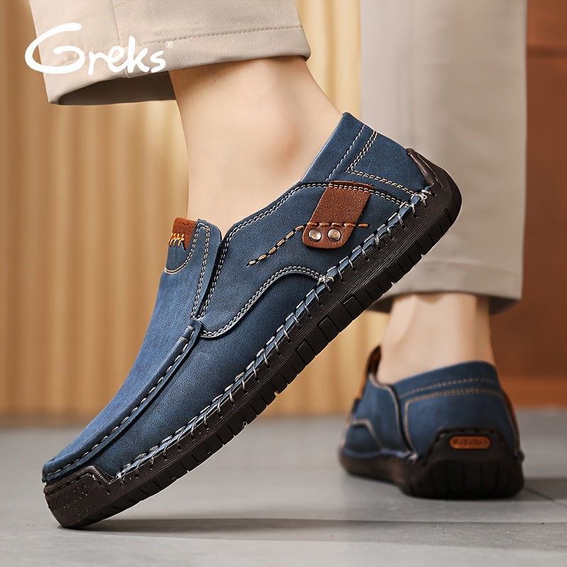 Mocassins de conduite cousus main pour homme, chaussures à enfiler légères et respirantes – Mocassins décontractés style bateau pour le travail, les voyages, la marche et l'extérieur, tailles US 4–12,5