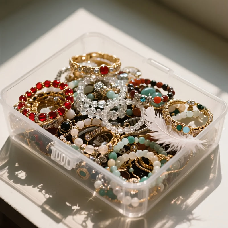 Lot de 50 bijoux vintage pour femme – imitation perle et zircon, motifs cœur, papillon, étoile et lune, boucles d'oreilles, collier, bracelet et bague, idéal pour les fêtes, les vacances et les cadeaux