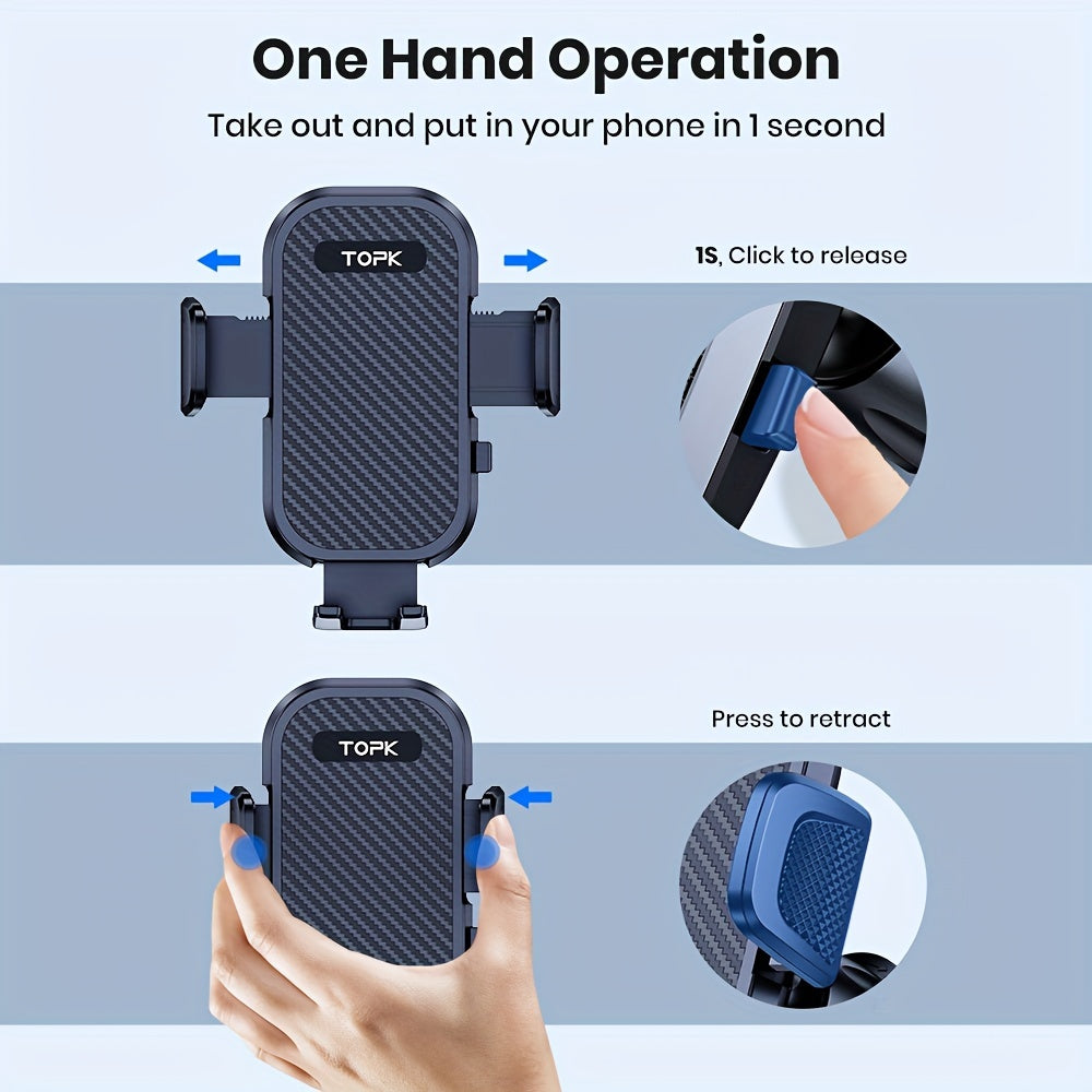 Support de téléphone pour voiture avec crochet de fixation en métal – Fixation sécurisée réglable, design ergonomique, compatibilité universelle pour iPhone 15 14 13 Samsung Galaxy Android, support de conduite mains libres, noir