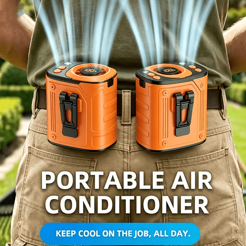 Ventilateur de taille 4-en-1 avec lampe torche, batterie externe et ventilateur de cou – Ventilateur de ceinture portable rechargeable pour l'extérieur, longue autonomie, 3 couleurs, disponible à l'unité et en lot de 2