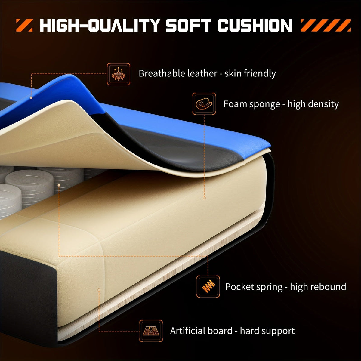 Chaise de gaming ergonomique avec repose-pieds et soutien lombaire – Fauteuil d'ordinateur esport style course, accoudoirs fixes, dossier inclinable réglable, chaise de bureau pour adultes