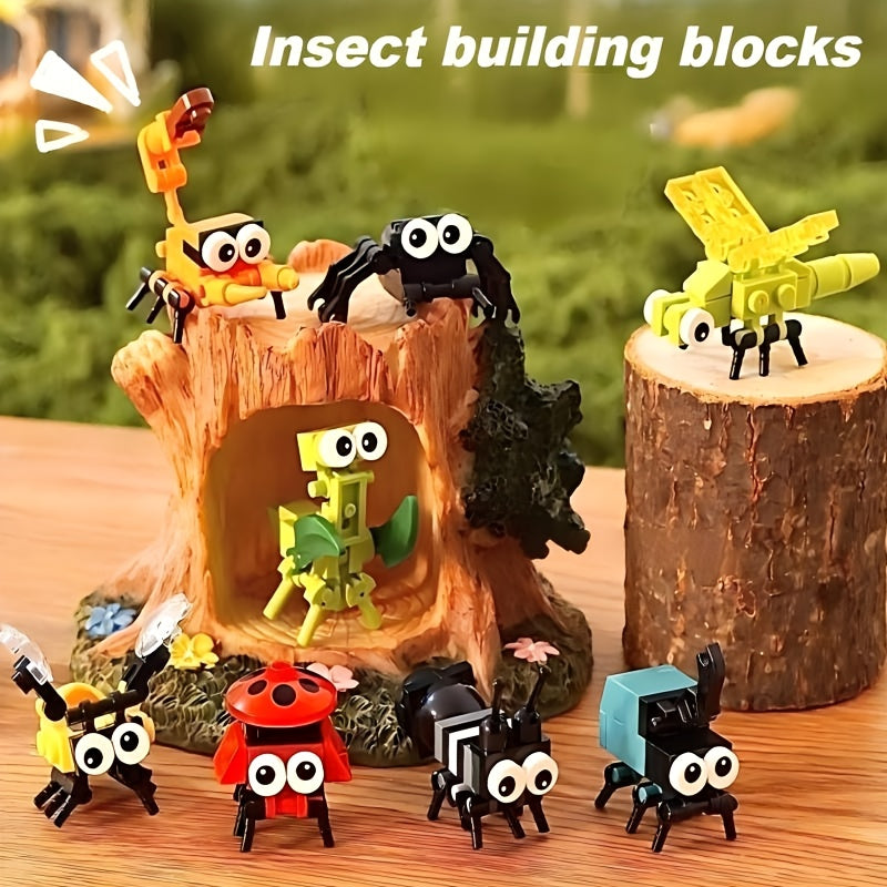 Ensemble de 12 mini jeux de construction d'animaux et d'insectes pour enfants - Briques emboîtables à petites particules avec modèles d'animaux à assembler soi-même, jouet de construction STIM, cadeau d'anniversaire et activité de classe