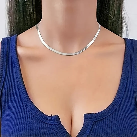 Collier chaîne serpent plat en argent sterling S925 unisexe – Collier artisanal hypoallergénique, longueurs de 18 à 22 pouces, style superposable, cadeau idéal pour elle ou lui