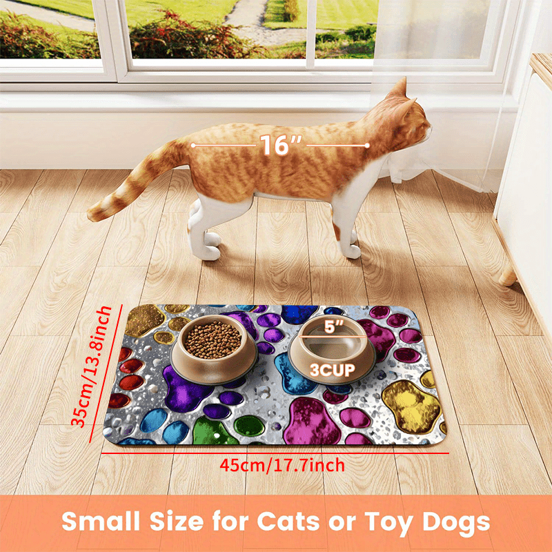 Tapis de nourrissage imperméable pour chiens et chats – Tapis de gamelle antidérapant et anti-écl aboussures, protecteur de sol absorbant à séchage rapide pour parquets et moquettes, tapis en polyester robuste pour mangeurs désordonnés et grandes races