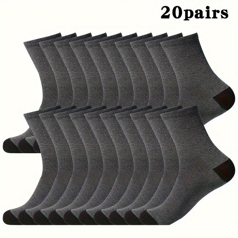 Lot de 20 ou 30 paires de chaussettes pour homme – Chaussettes de sport mi-mollet respirantes, chaussettes de sport à évacuation de l'humidité pour homme, taille unique