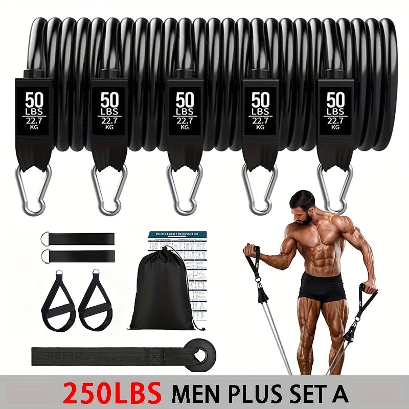 Lot de 5 bandes de résistance 113 kg – Bandes d'exercice ultra-résistantes et anti-casse pour hommes et femmes, extenseurs de musculation pour salle de sport à domicile, yoga, pilates, étirements