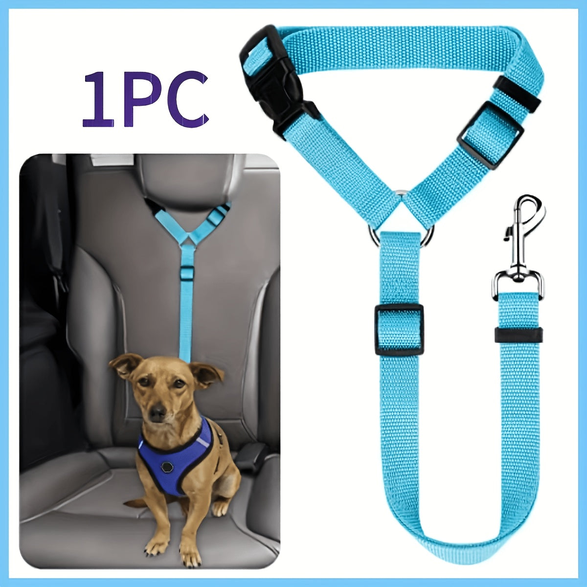 Harnais de sécurité 2-en-1 et laisse réglable pour chiens – Ceinture de sécurité anti-collision, nylon durable, chiens de petite à moyenne taille – Accessoire de voyage pour voiture, 4 couleurs
