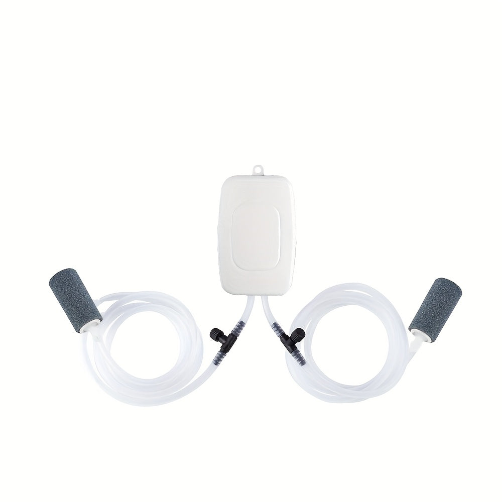 Pompe à oxygène USB pour aquarium - Pompe à air silencieuse à double sortie réglable pour aquarium domestique, pêche en extérieur et transport de poissons vivants, design compact à haut débit (noir ou blanc)