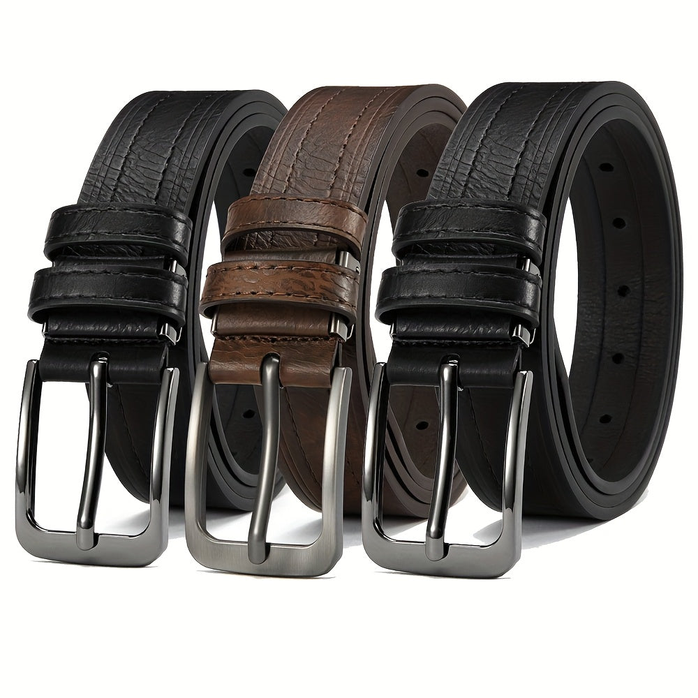 Coffret cadeau de 3 ceintures en cuir pour homme, 3,2 cm, ajustables, style classique pour pantalon habillé ou jean, cadeau idéal pour Noël ou Thanksgiving