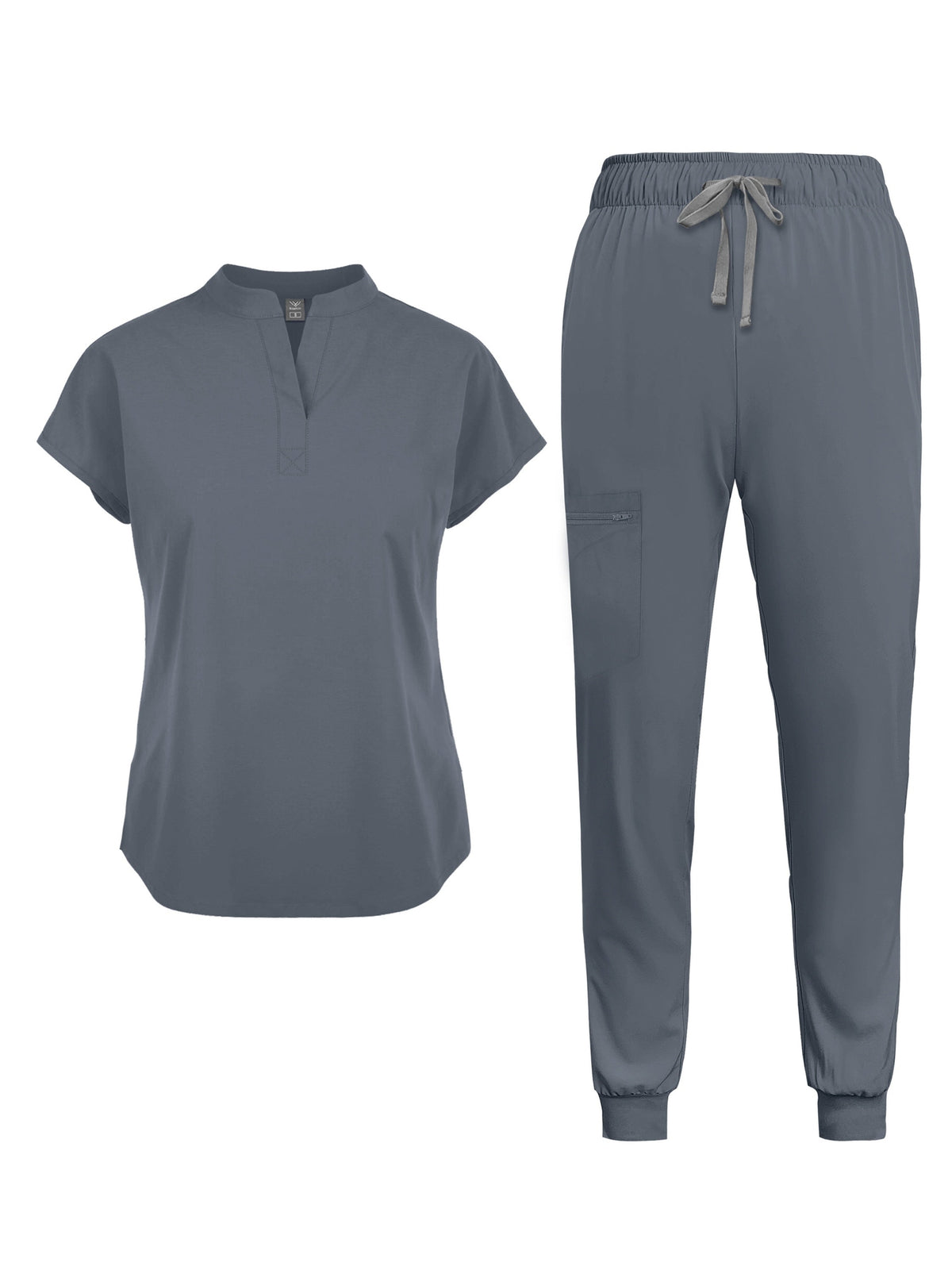 Ensemble de tenue médicale pour femme avec poches - Tunique à manches courtes et pantalon, uniforme médical uni à col officier, tenue de travail toutes saisons pour infirmières et professionnels dentaires S M L XL