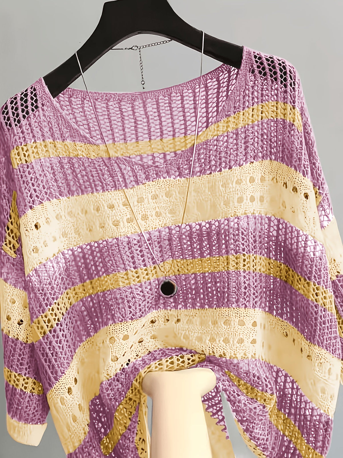 Cache-maillot de plage ajouré à manches mi-longues pour femme, élégante tunique ample style bohème pour vacances d'été, violet clair, blanc, cyan, noir, S M L XL