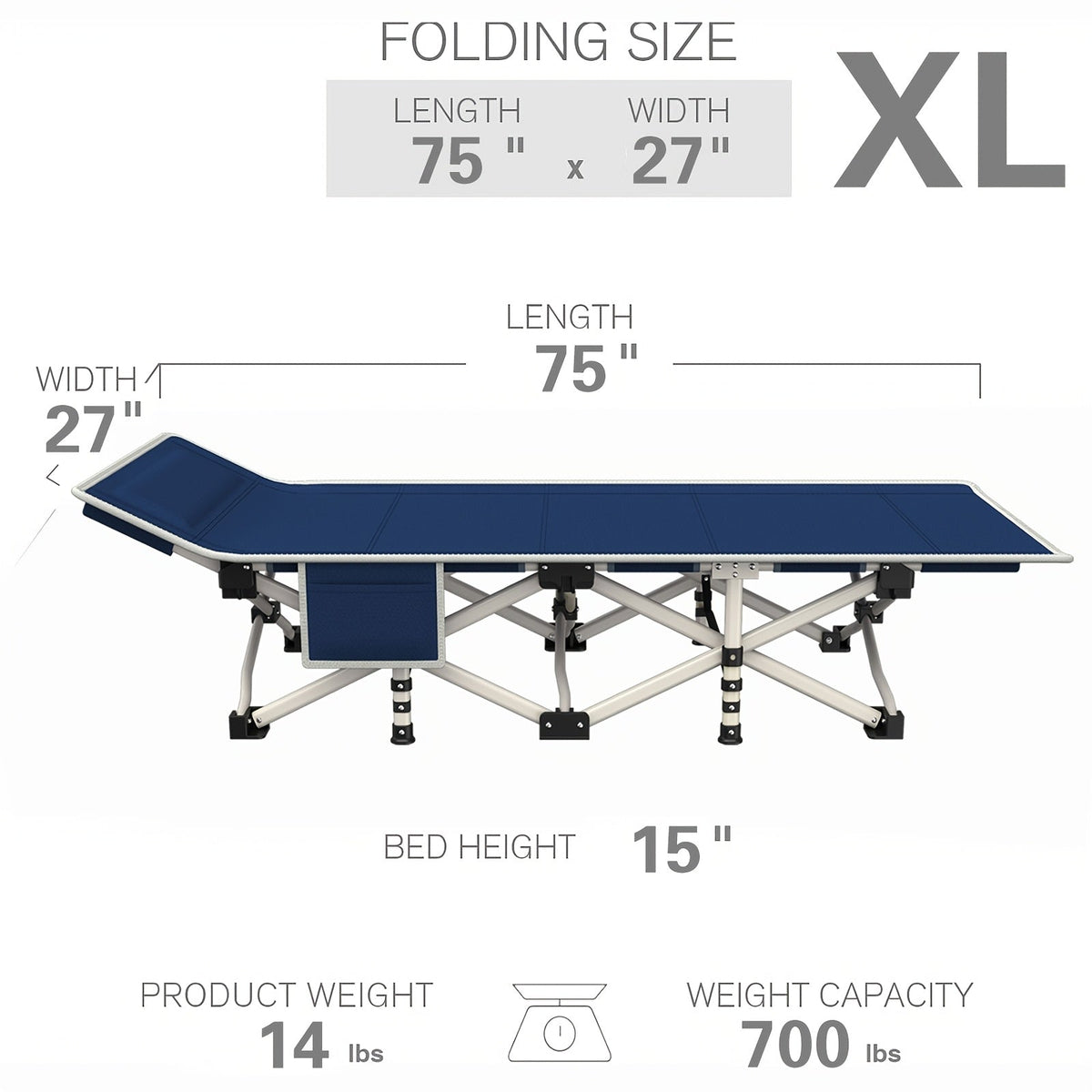 Lit de camp pliant avec matelas 190-200 cm – Lit de camp portable très résistant pour adultes, enfants et adolescents, charge maximale 315-400 kg, pour le camping, la maison, le bureau, la plage, le jardin et la pêche