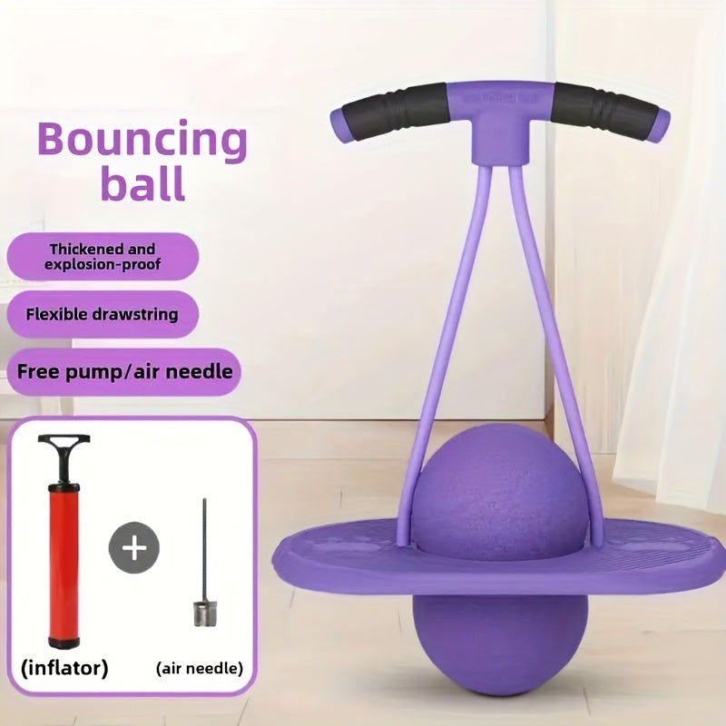 Ballon sauteur avec poignée pour enfants et adultes – Ballon sauteur de fitness anti-éclatement, haute élasticité, pour exercices et loisirs en intérieur et en extérieur, sans pile, idée cadeau idéale