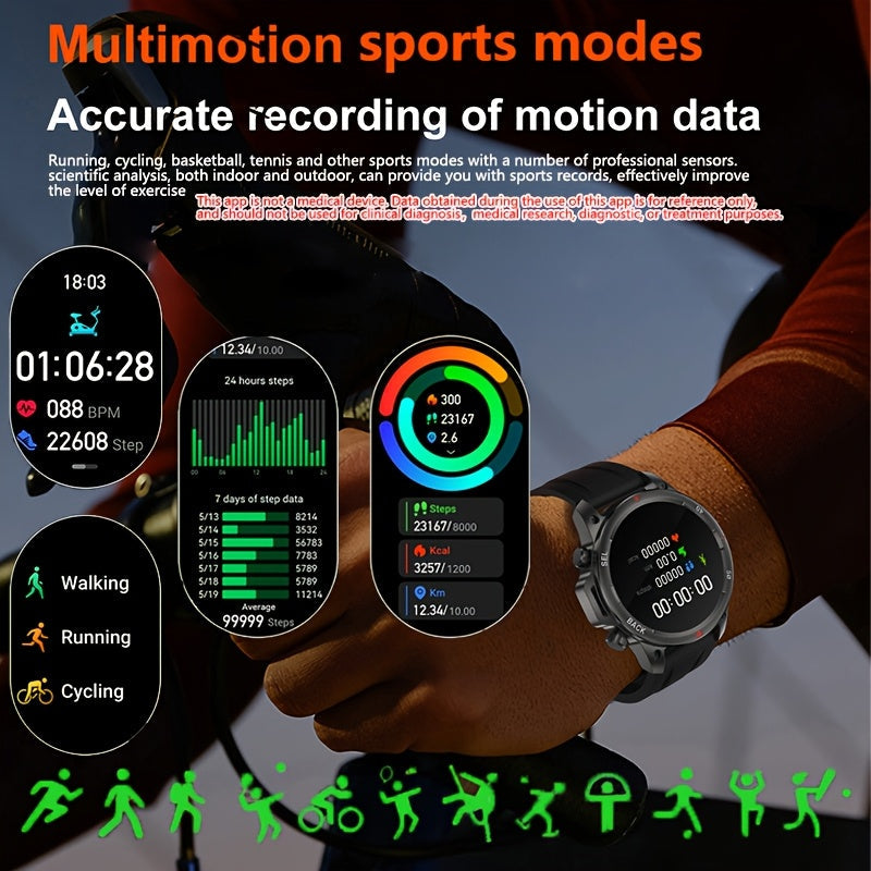 Montre connectée GPS pour homme – Écran HD 360×360, commande vocale IA, appels sans fil, NFC, boussole, éclairage LED, suivi de trajectoire, tracker de fitness pour sports de plein air, cadeau pour la fête des Pères