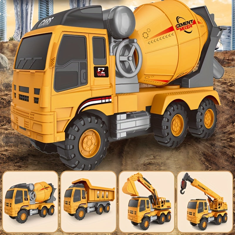 Grand engin de chantier jouet pour enfants - Choisissez entre pelleteuse, grue, camion bétonnière ou chargeuse | Camion de simulation à commande manuelle, jouet de construction STEM pour garçons dès 3 ans, cadeau d'anniversaire